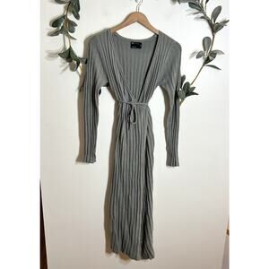 ASOS Design Gray Sweater Wrap Dress